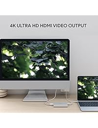 AUKEY USB C con 4 K HDMI, VGA, puerto de Ethernet, 2 puertos USB 3.0, puerto tipo C para MacBook Pro,  Chromebook, iMac 2017 y más