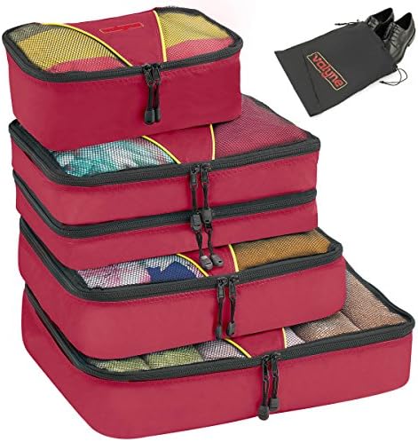 Packing Cubes 4-pcs Set, Luggage Travel Accessories Organizer Bags with a Free Laundry/shoe Bag