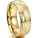 MOWOM 7mm Wedding Rings for Mens Women Water Resistant Stainless Steel Promise Bands Engraved Florentine Design (Gold Color, 7 Size)