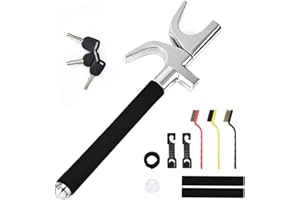 DIDIDA Steering Wheel Lock, Retractable Steering Lock, Universal Car Lock, Anti-Theft Device, for Auto/Truck/SUV/Van, with 3 Keys, Escape Hammer, 2 Hooks, Brush Kit