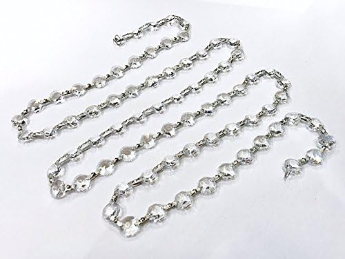 Moooni 40 Inch Elegant Clear Crystal Beads Chain with Silver Bow Tie Prisms Hanging Clear Octagon Bead Strands Clip for Decoration Ornaments