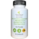 Casa de Sante FODMAP Digestive Enzymes with Probiotics Prebiotics &amp; Postbiotics - GLP-1 Support | Low FODMAP Gut Friendly 4-in-1 | 18 Enzymes + 6 Billion CFU | MD PhD Developed | 60 Veg Capsules