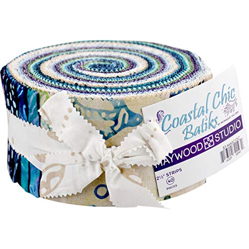 Coastal Chic Batiks Strips 40 2.5-inch Strips Jelly Roll Maywood Studio, Assorted