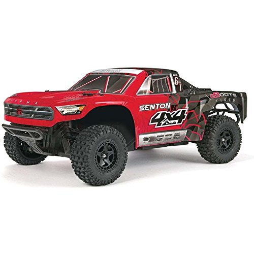 ARRMA SENTON 4x4 MEGA 4WD RC Short Course Truck RTR with 2.4GHz Radio | 7C 2400mAH NiMH Battery | Charger | 1:10 Scale (Red/Black)