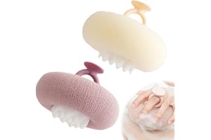 YAWOTA Super Soft Sunflower Suction Cup Bath Ball, 2025 New Bath Cleaning Brush, 2-in-1 Sponge Mesh Pouf Ball Body Scrubber, Shower Gloves Exfoliating Accessories for Men and Women