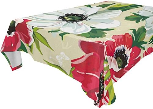 BYouLockX Peony Floral Pattern Rectangle Tablecloth 54x54(in)