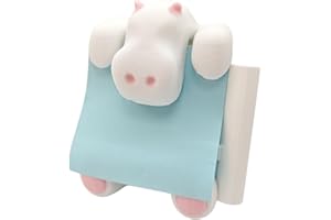 RhyNSky Hippo Sticky Note Dispenser Pop Up Sticky Note Holder Animal Fun with Pen Holder for Desk Home Office, 3x3 in, White, C24