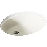 KOHLER 2210-96 Caxton Under-Mount Bathroom Sink, Include Overflow Drain, Fits 14" x17" Cutouts, Undermount Installation, Bisc