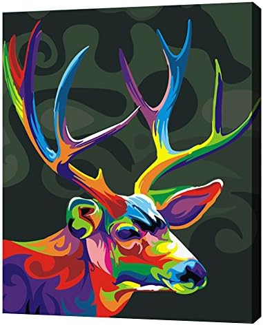 Frameless Canvas Painting by Numbers, Colorful Elephant Tiger DIY Animals Oil Paint Living Room Wall Art (15.75 x 19.69 inch)