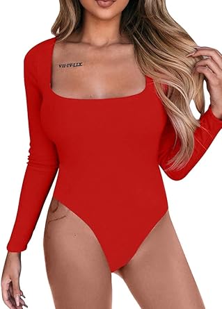 square neck long sleeve bodysuit
