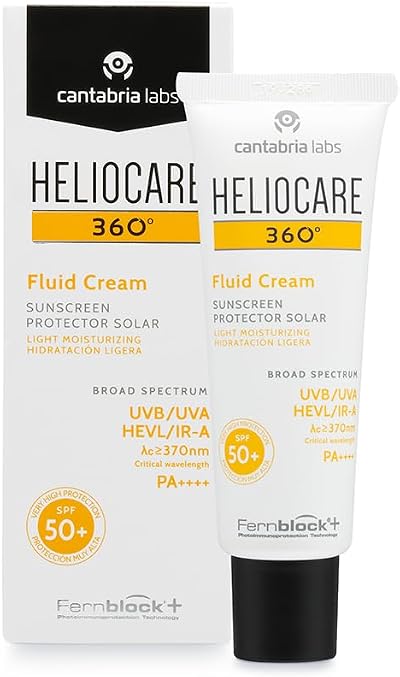Heliocare 360 Fluid Cream SPF50+ 50ml Face Sunscreen UVA UVB Anti-Ageing Dry