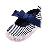 Weixinbuy Infant Baby Girls Stripe Bowknot Soft Sole Prewalker Crib Shoes
