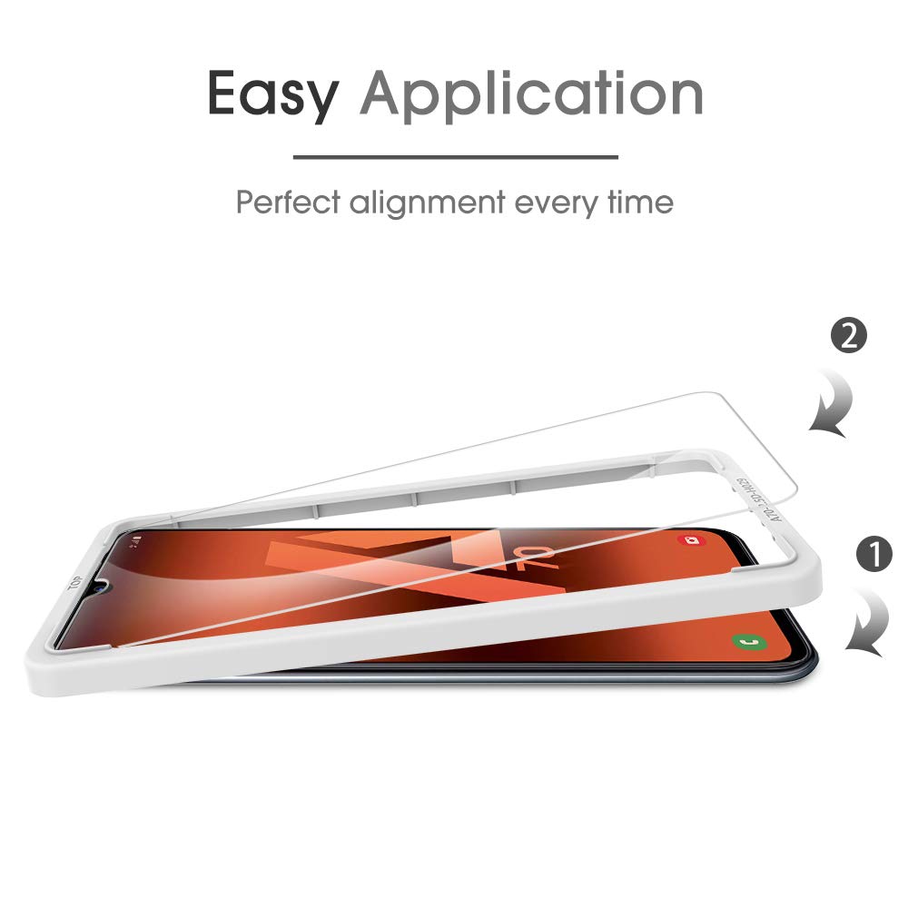 OMOTON [Lot de 4 Samsung Galaxy A70 Verre Trempé Protection Ecran en Verre pour Samsung Galaxy A70 [Clarté Cristale] Film de Protection [sans Bulle] [9H Dureté]