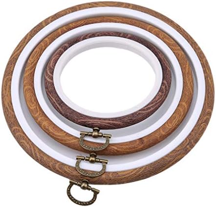 Firecolor 3 Sizes Embroidery Hoop Set Imitation Wood Circle Cross Stitch Hoop Ring