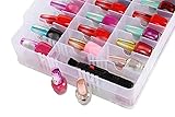 Portable Clear Double Side Nail Polish Organizer Case Holder | Up to 48 Bottles | Adjustable Spaces Divider | Double Side Opening With Snaps | Portable Handle | Deep Pocket.