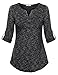Vivilli Women's Henley V Neck Cuffed Sleeve Space Dyed Casual T Shirt Tops