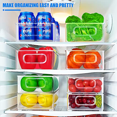 Clear Refrigerator Organizer Bins, Wide Plastic Stackable Food Containers for Pantry, Cabinet, Kitchen Organizers Bins 12 Pack-NOT DISHWASHER SAFE