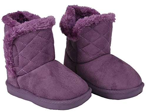 Baby Girls Toddler Warm30F Purple Slouch Buttons/Sweater Knit Faux Fur Lined Soft Sole Infant Boots-9