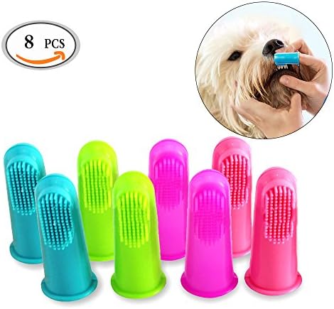 OR Pure Pets Dog Toothbrush,Cat Finger Toothbrushes,Dental Hygiene Brushes, Resilient and Soft PVC Bristles,for Small Dogs,Cats,Most Pets,Handy Fingertip Design (8-pack)
