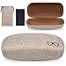 Yulan Hard Shell Glasses Case,Linen Fabric Large Case for Eyeglasses and Sunglasses(Includes Glasses Pouch)(Khaki/Large)