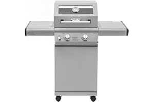 Monument Grills 14633 2-Burner Stainless Steel Liquid Propane Gas Grill with Clearview® Lid, Knob Controls Mesa 200