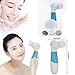 Angel Kiss Facial Deep Cleansing Brush for Body and Face Scrubber Skin Microdermabrasion Exfoliator Massage Exfoliating Removing Blackhead - 7 Brush Heads - Blue