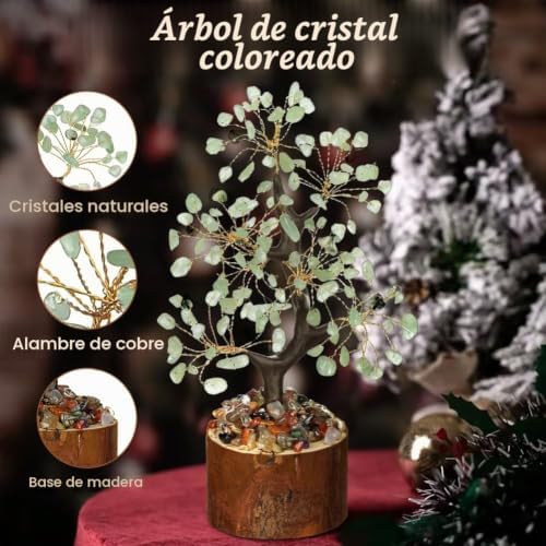 Árvore da Vida de Cristal, Árvore da Vida dos Sete Chakras para Energia Positiva, Cristais e Pedras de Cura, Decoração de Escritório em Casa (Prehnite)