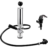 FERRODAY 4" Beer Keg Tap Party Pump, US D-System Beer Tap Keg Pump for Keg | Keg Tap Kit with 2 Beer Faucets &amp; Hose, Chrome-Plate Party Pump Picnic Tap, Manual Kegerator Pump Tap for Party Bar Homebrew
