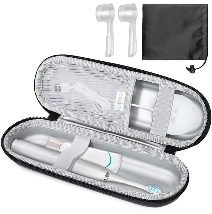 MUNSKT Electric Toothbrush Holder Travel Case， Portable Toothbrush Case for Travel Business Trips with 2 Pcs Toothbrush Head Covers