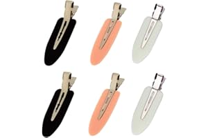 LUOTIVON 6 Pieces No Bend Hair Clips, No Crease Hair Clip for Hairstyling, Makeup Clips for Women and Girls (Black&Pink&White)