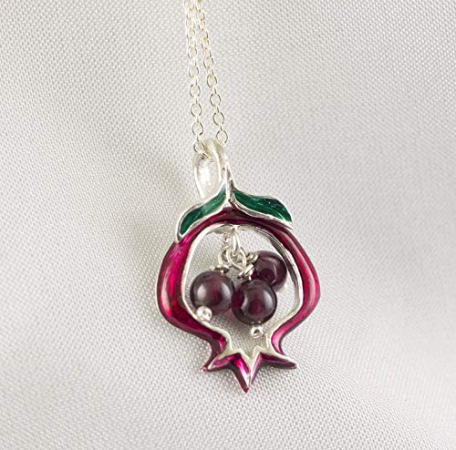 image for Enamel Jewelry Boutique Pendant Pomegranate Garnet Seeds,Green Burgund