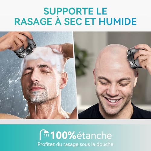 kensen Men's 6D Electric Bald Head Shaver Men Hair 160 mins Battery Life Shaver Crane Bald Waterproof Wet & Dry Type-C Cordless Bald Crane Trimmer with LED Display