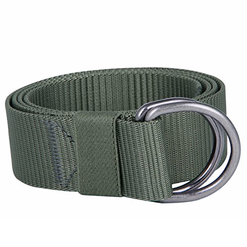 JINIU Canvas Web Belts for Men Women Military Style Double D Ring Buckle Belt Green Color (JNSG28)