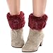 Womens Fur Trim Boot Cuff Top Cover Leg Warmers Red