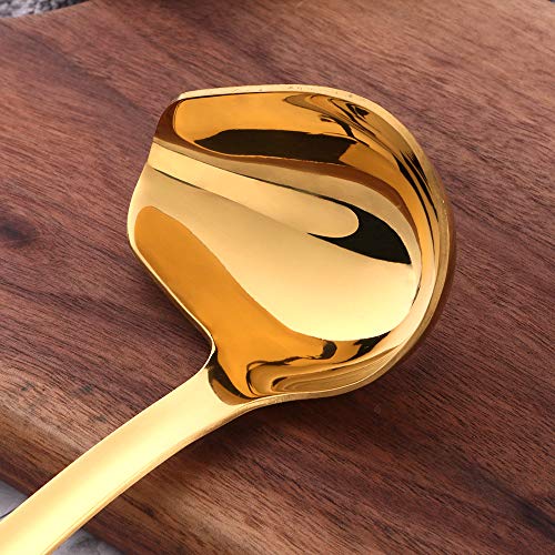 Sauce Ladle, BuyGo Gold Drizzle Spoon with Spout Gravy Soup Ladle, Stainless Steel Kitchen Utensil, Mirror Polish & Dishwasher Safe, FDA Approve, 8.67 inch