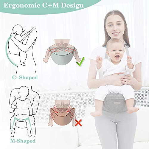 Baby Carrier with Hip Seat - YEAHOME Safety Certified Waist Carrier with Adjustable Biggest Buckle, Pocket and Adjustable Straps,Ergonomic Soft Baby Carrier Hip Seat with Breathable Air Mesh