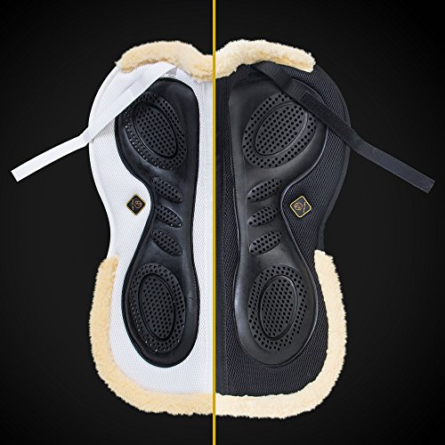 Kavallerie 3D Air-Mesh Fleece, Shock-Absorbing Fleece-Lined Half pad with Therapeutic Gel Padding for Maximum Support, Best for Dressage, Jumping, Riding, Training, Eventing, Showing- Black