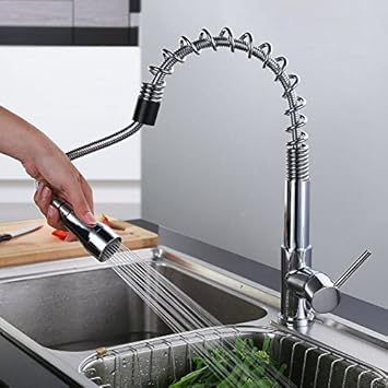 Luxus Kuchenarmatur Spultischarmatur Mit Ausziehbarer Brause Einhebelmischer Verchromt Mit Keramik Kartusche Wasserhahn Mischbatterie Amazon De Baumarkt