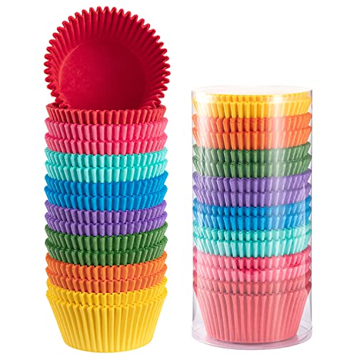 Gifbera Bright Rainbow Jumbo Cupcake Liners 400Count, Large Solid