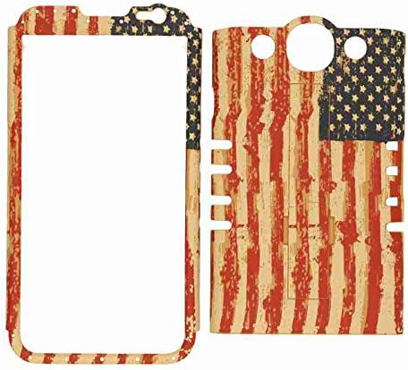 (LG E980/Optimus G Pro) (Rocker Series Kool Kase) Hybrid Heavy Duty Case Rubberized US Flag Weathered Red White Blue