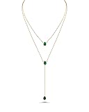 SNGIA Long 18K Gold Plated Layered Emerald Pendant