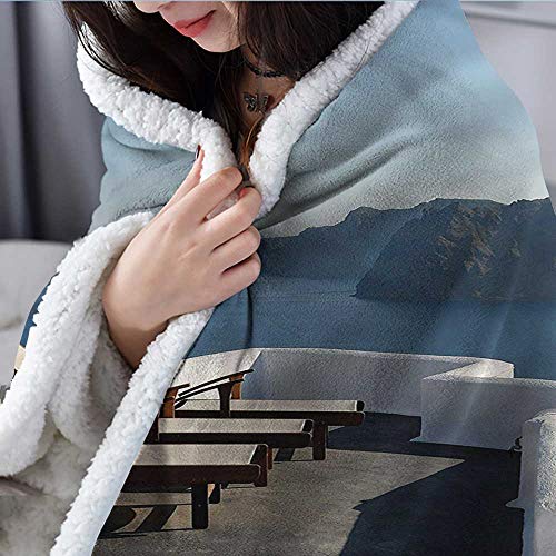 AndyTours Baby Blanket Travel Sunlounger Terrace Santorini Autumn and Winter Thick Blanket W59 x L47