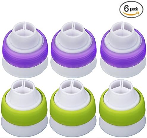 Letite Russian Piping Tip Couplers set For Large Size Icing Nozzles,Quickly &amp; Easily Attach and Swap Piping Tips-Set of 6
