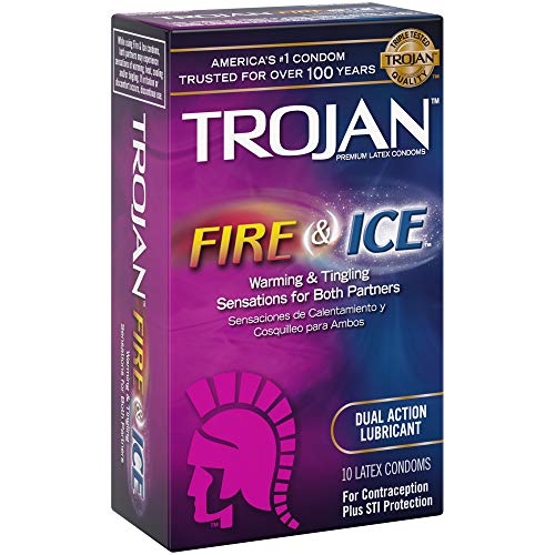 image for Trojan Pleasures Fire and Ice Dual Action Lubricated Condoms, 10ct, Bl