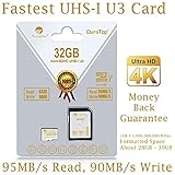 32GB Micro SDHC U3 Card Plus SD Adapter Pack. Amplim Extreme Pro Class 10 UHS-I MicroSDHC 95MB/s Read, 90MB/s Write. Ultra High Speed HD UHD 4K Video. Internal/External MicroSD Flash Memory Storage