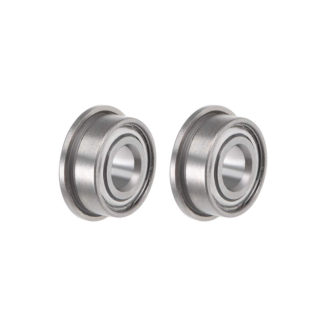 sourcing map MF104ZZ Flanged Ball Bearing 4x10x4mm Shielded Chrome Steel Flange Rip Bearings 2pcs