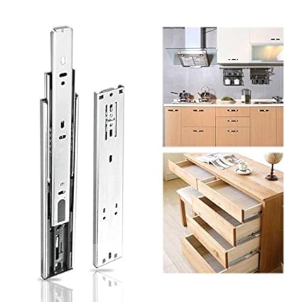 2pcs Steel Ball Bearing Drawer Track Drawer Slide 3 Stage Smooth