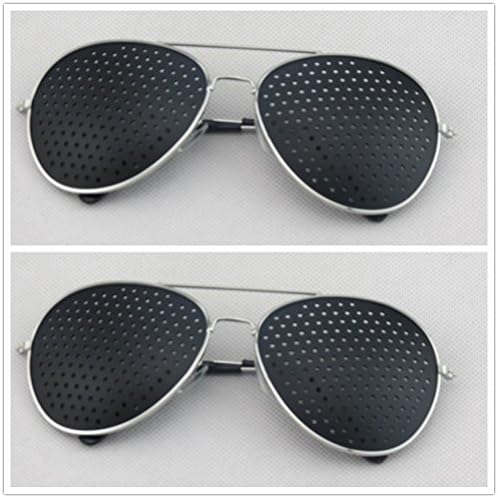 Anti-myopia Pinhole Glasses Pin hole Sunglasses Eye Exercise Eyesight Improve Natural Healing Vision Correction And Improvement Glasses - 2pcs Packs (2pcs Silver Color)