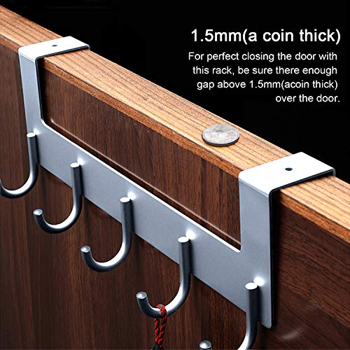 ACMETOP Over The Door Hook Hanger, Heavy-Duty Organizer for Coat, Towel, Bag, Robe - 5 Hooks, Aluminum, Matte Finish (Gray) - Thumbnail 4