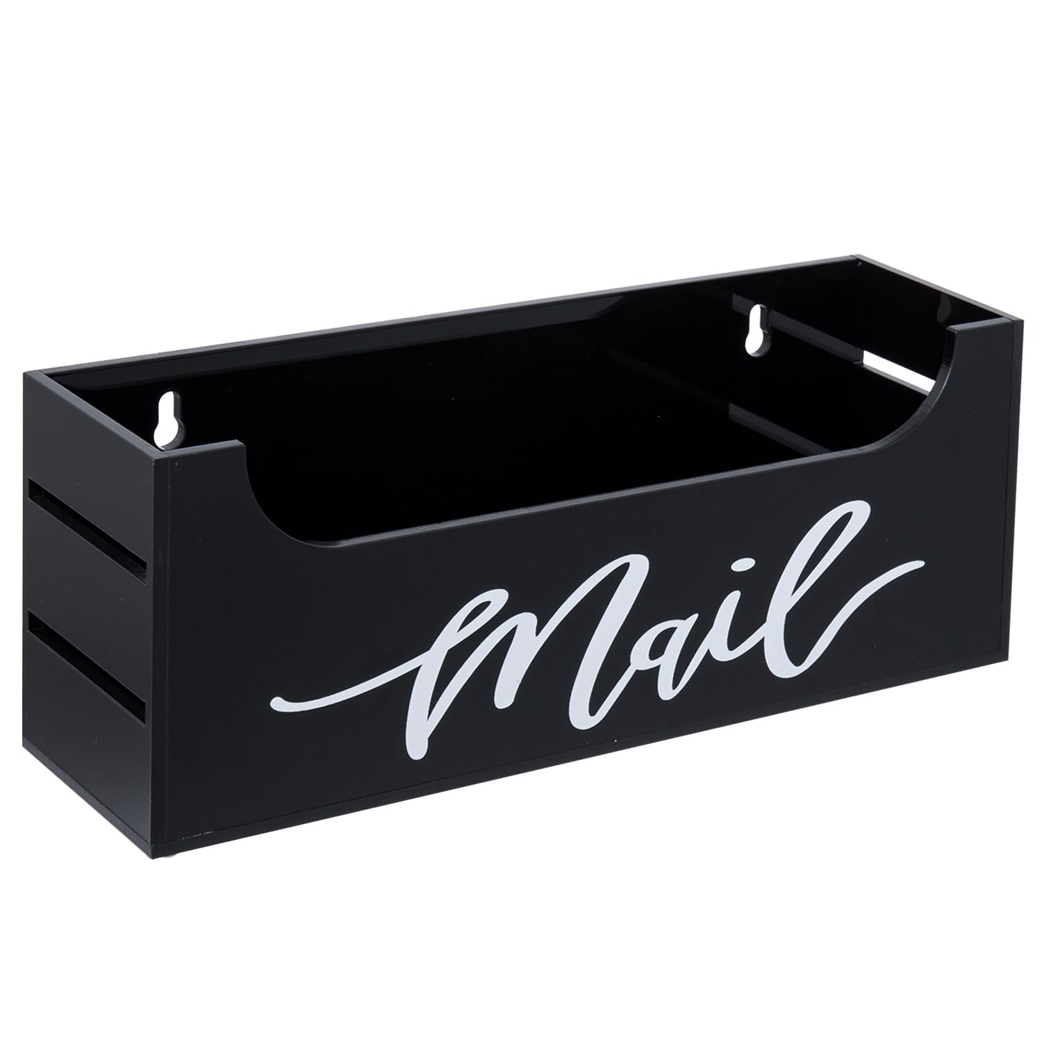 Photo 1 of MyGift Premium Smoky Gray Acrylic Mail Holder with Decorative White Cursive Mail Label, Modern Wall Mounted or Tabletop Mailbox, Letter Storage Organizer Box